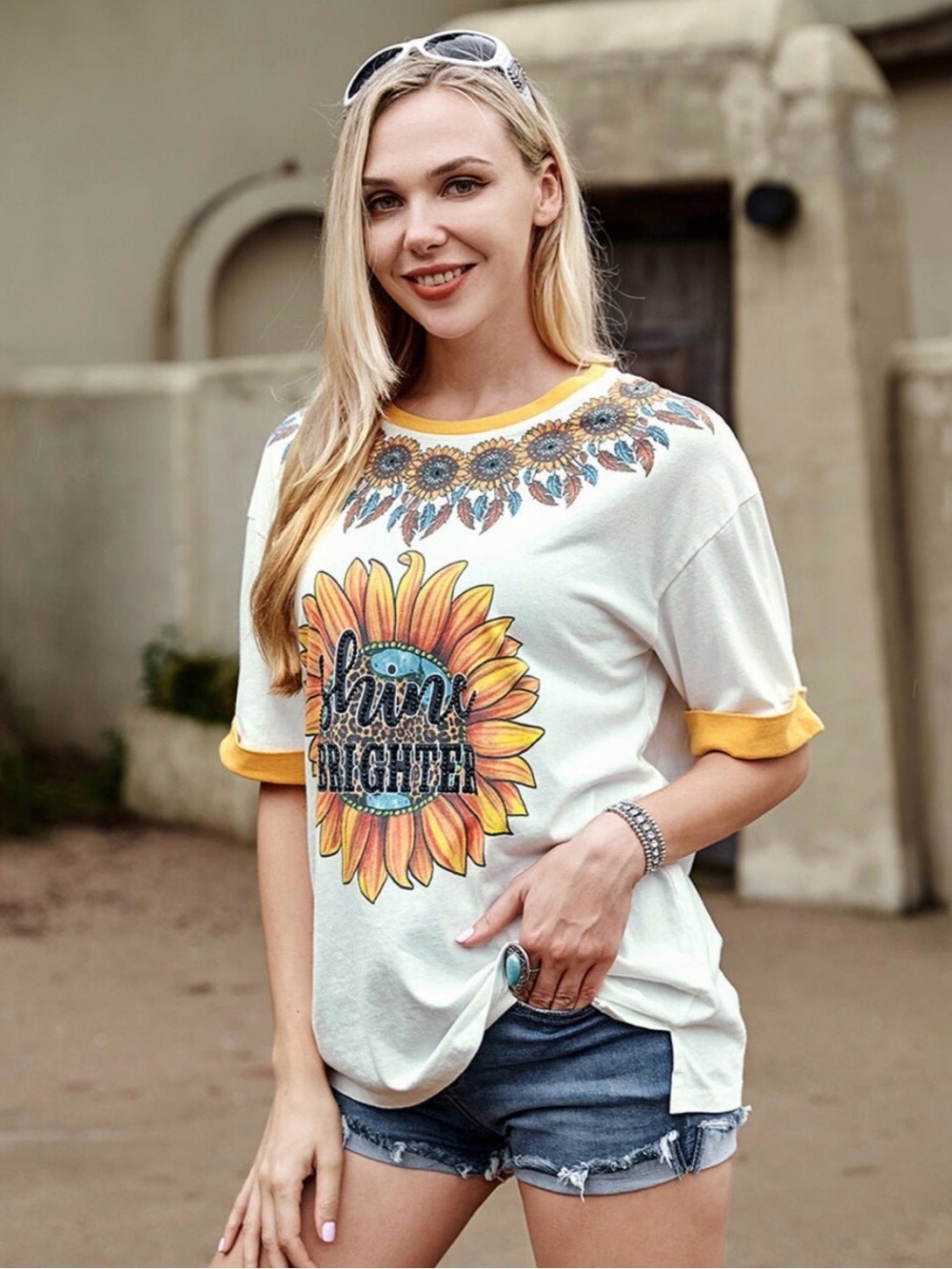 American Bling Shine Brighter Sunflower Graphic Tee XL 100% Cotton - Picture 2 of 12